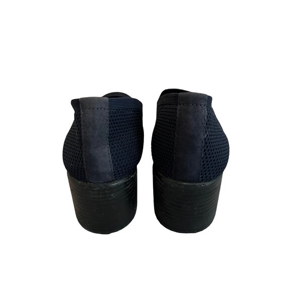 Eileen Fisher Dern Stretch Knit Pumps Heels Loafers Navy Blue Perforated Size 7 - Picture 7 of 10